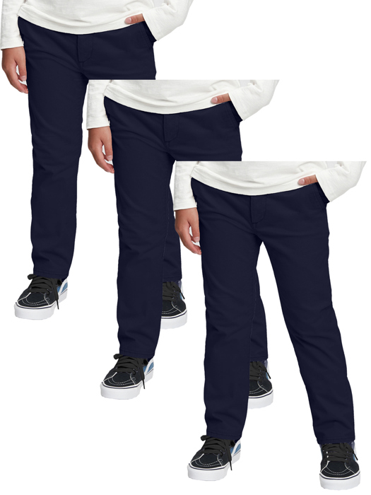 3 Pack Boy's Stretch Slim Fit School Uniform Chino Pants
